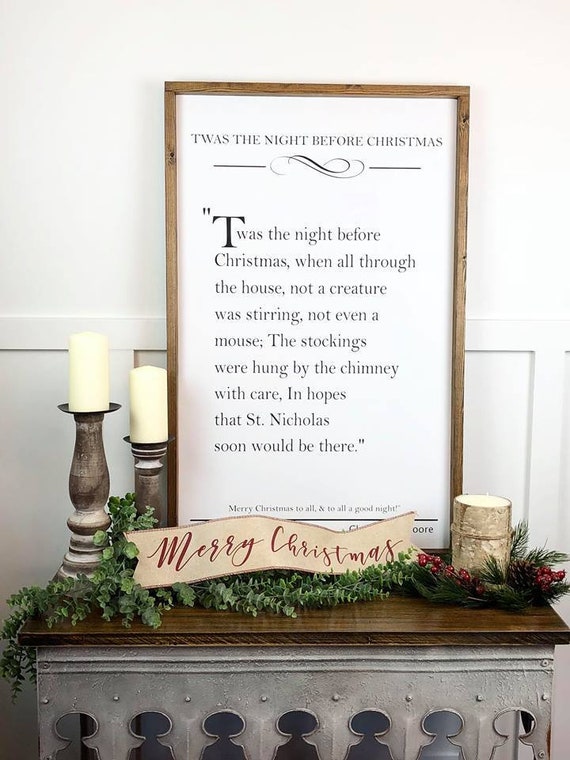 Twas the Night Before Christmas Book Page farmhouse Sign | Etsy