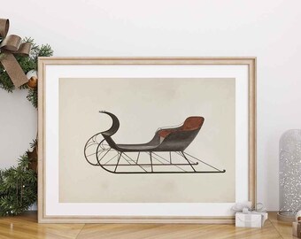 Sleigh | DIGITAL DOWNLOAD |   Vintage Art | Wall Art | PRINTABLE | Christmas | Santa Modern Art | Simply Inspired Design Co