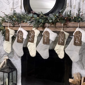 Christmas Stocking Tag / Stockings / Hand Crafted / Fireplace/ Christmas Stained Tags image 4