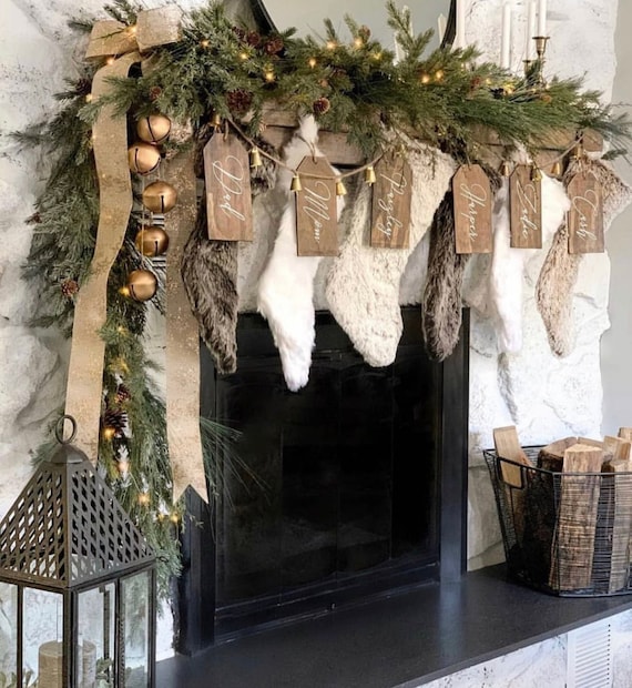 Christmas Stocking Tag / Stockings / Hand Crafted / Fireplace/ Christmas \ Stained Tags