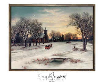 Christmas Eve FRAMED Artwork | Winter Art | Wall Decor | Family Room | Christmas | Vintage Modern Art  Simply Inspired Design Co.