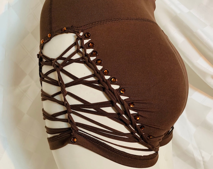 Sparkle Slit Weave Yoga Shorts Sexy Shorts High Waisted Braided Booty Shorts Festival shorts