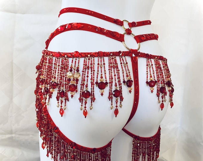 Red Crystal Panty - Burlesque Panty