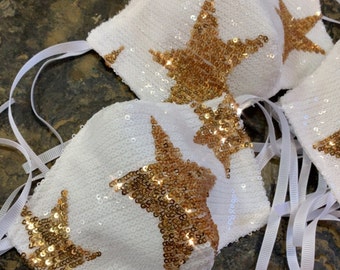 Sequin Star Mask with Filter Pocket - 3 Layers - PM2.5 filter included