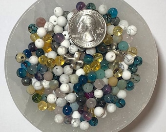 Destash Edelsteinperlen, gemischte Perlenpartie, Perlen Großpackung, lose Edelsteindestash, Perlensuppe, Bunt, Fehlerhaft, Unperfekt, Perlenbündel