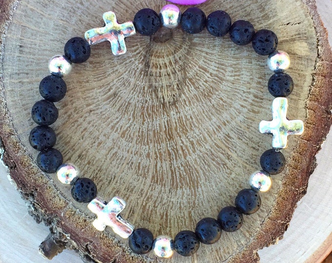 Cross Bracelet Beaded Silver Cross Bracelet Sideways - Etsy