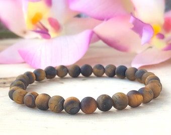 Matte Tiger Eye Armband 6mm, Mens Tigers Eye, Steen, Veel Geluk, Welvaart, Rijkdom, Succes, Vertrouwen, Creativiteit, Cadeau voor mannen