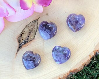 Amethyst Heart, Puffy, Crystal, Stone, Wire Wrapping, Hand Carved, Polished, Healing Pocket, Shaped, Calming, Anxiety, Crown Chakra, Gift