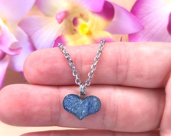 Dainty Blue Kyanite Heart Necklace, Raw Healing Crystal, Gemstone, Natural Stone Choker Pendant, Rough, Calming,Stress Relief,Women,Gift