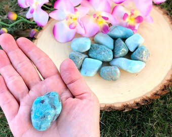 Natural Amazonite Tumble, Tumbled Stone, Large, Healing Pocket Stone, Polished, Crystal, Emotional Healing Crystals, Anxiety, Calming, Gift