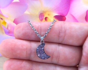 healing crystal healing gemstone Lepidolite necklace anxiety necklace lavender lepidolite Angel wing necklace chakra reiki necklace