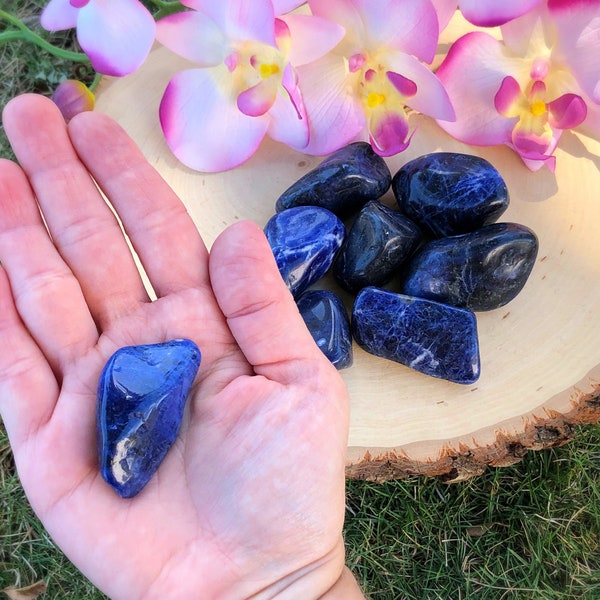 High Quality Sodalite Tumbled Stone, Tumble, Crystal, Specimen, Genuine, Dark Blue Natural, Gemstone, Calming, Courage, Throat Chakra,, Gift