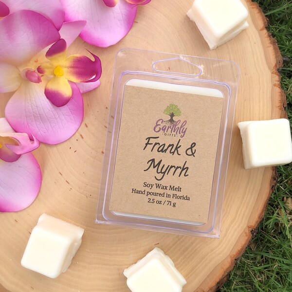 Frankincense and Myrrh Soy Wax Melts Warmer, Meditation, Calming, Earthy,Woodsy,Natural,Clamshell,Candle Tarts,Vegan,Cubes,Housewarming Gift