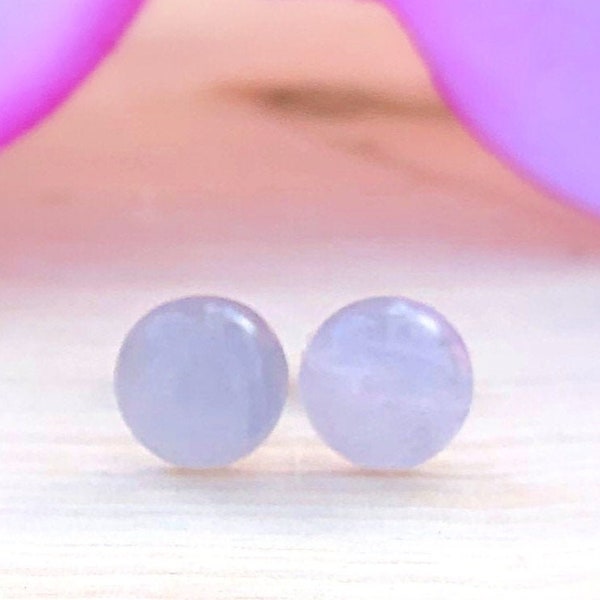 Rose Quartz Studs, Pink Healing Crystal Stud Earrings, 8MM Natural Round Gemstone, Silver, Stainless Steel, Unconditional Love, Acceptance