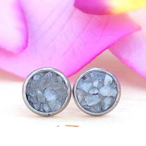 Raw Moonstone Studs, Rough Natural Stone Stud Earrings Post, Crushed Gemstone,Crystal,Rock,Goddess,Feminine Energy,Fertility,June Birthstone