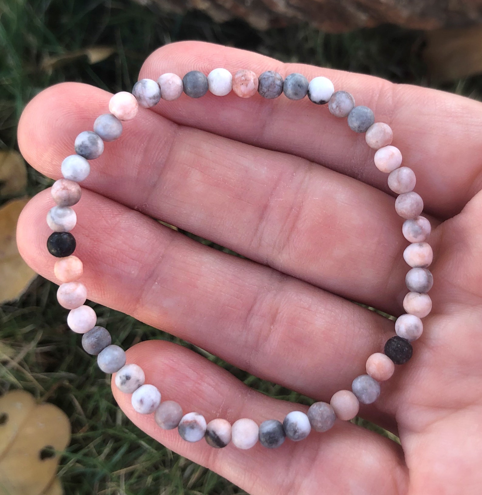 4MM Matte Pink Zebra Jasper Bracelet Dainty Minimalist Etsy