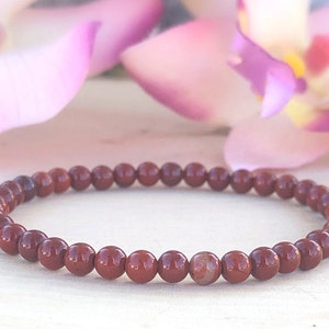 Rode jaspis armband 4 mm, heren, steen, stretch, kralen, wortelchakra, gezondheid, vruchtbaarheidskristal, libido, passie, motivatie, succes, cadeau