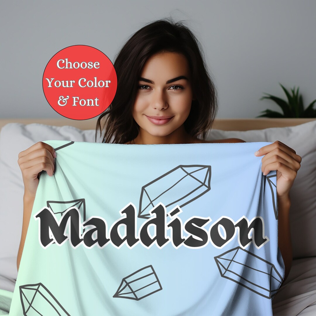 Personalized Velveteen Plush Blanket for Adults, Customizable Name