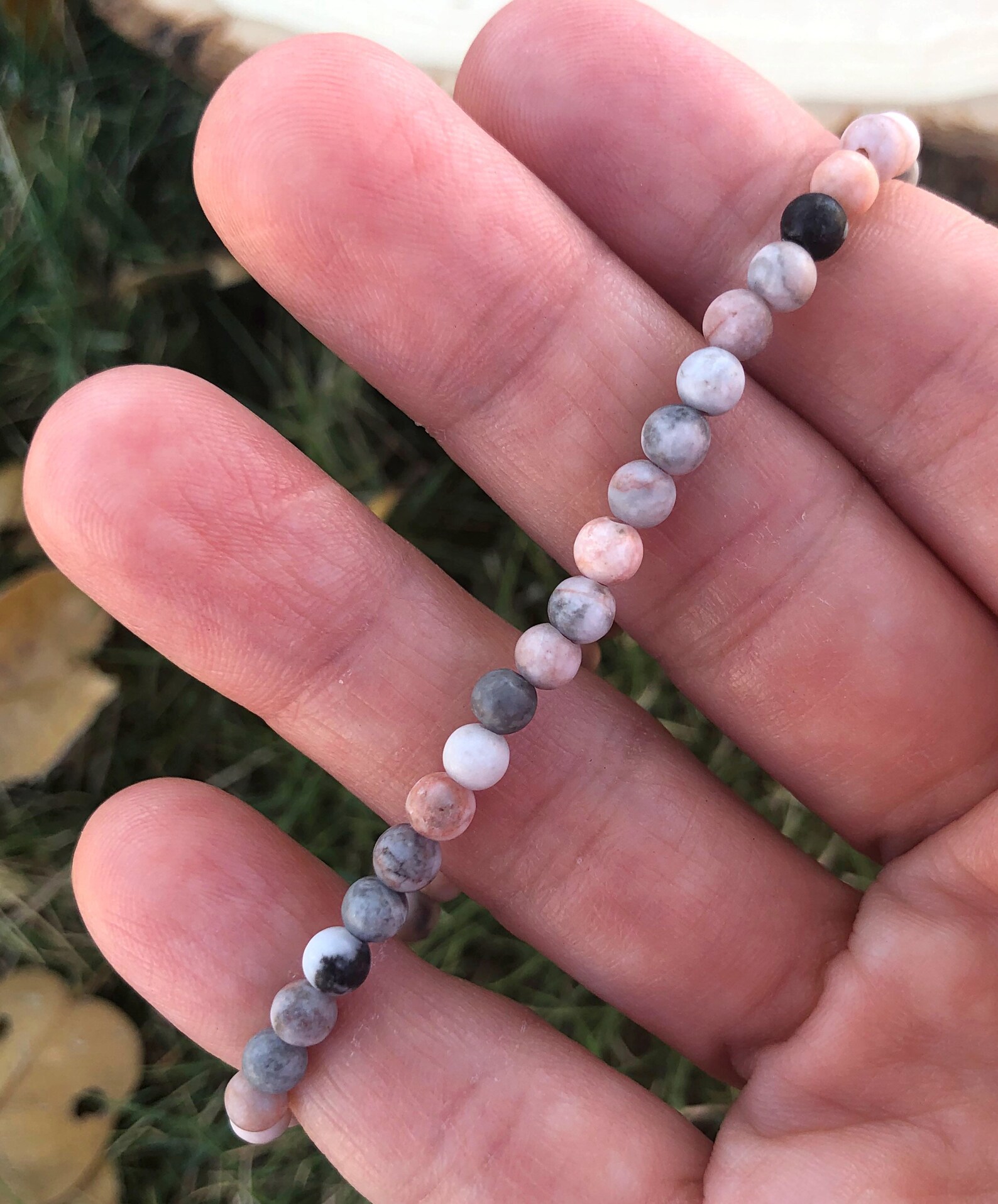 4MM Matte Pink Zebra Jasper Bracelet Dainty Minimalist Etsy