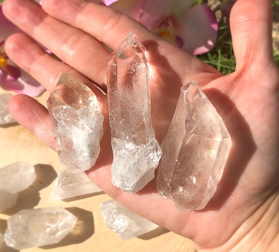 Clear Quartz Points Rough Quartz Points Raw Quartz Point Raw Clear Quartz Crystal Point Bulk Emotional Healing Positivity Strength Cleansing