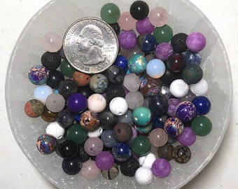 Destash Edelsteinperlen, gemischte Perlenpartie, Perlen Großpackung, lose Edelsteindestash, Perlensuppe, Bunt, Fehlerhaft, Unperfekt, Perlenbündel