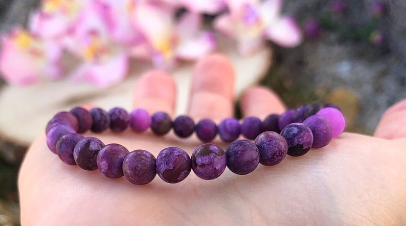 6MM Matte Charoite Bracelet Insomnia Stone Unconditional Love Acceptance Transformation Crystal Emotional Healing Mala Calming