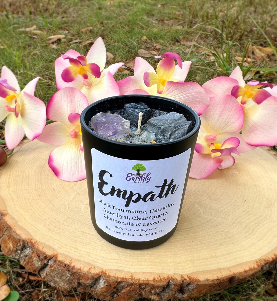 Empath Protection Intention Candle Infused With Crystals & Herbs ...
