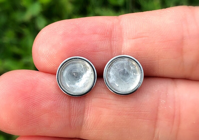 Clear Quartz Stud Earrings Rock Crystal Stone Studs 10MM Etsy