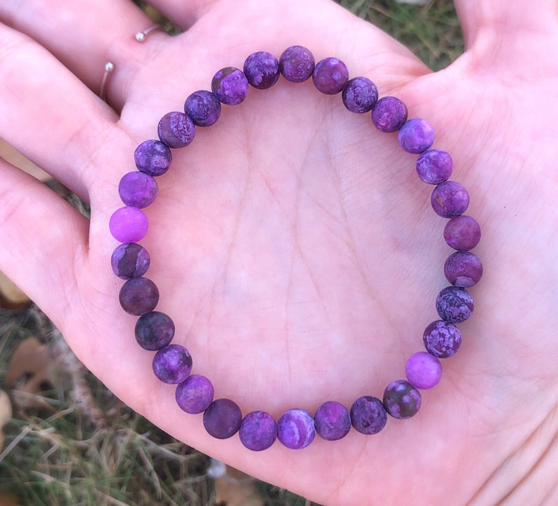 6MM Matte Charoite Bracelet Insomnia Stone Unconditional Love Acceptance Transformation Crystal Emotional Healing Mala Calming