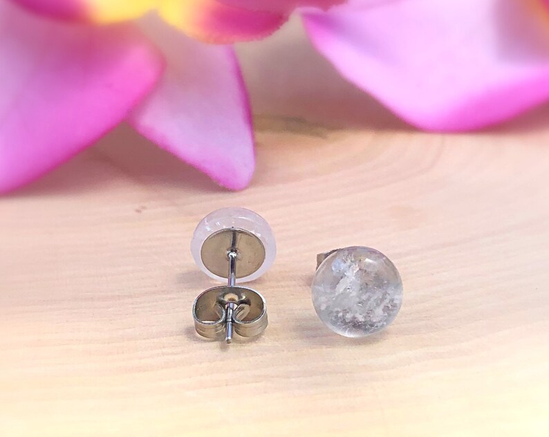 Clear quartz stud earrings Clearance