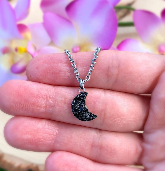 Collier Pendentif Tourmaline Noire Brute - Pierre Naturelle Schorl Sur Chaîne Réglable Plaqué Argent - Fait Main Au Royaume-Uni, Cadeau Idéal