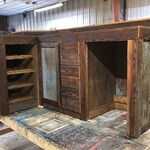 Rustic Barnwood L Bar With Wine Rack Cabinet Drawers Etsy