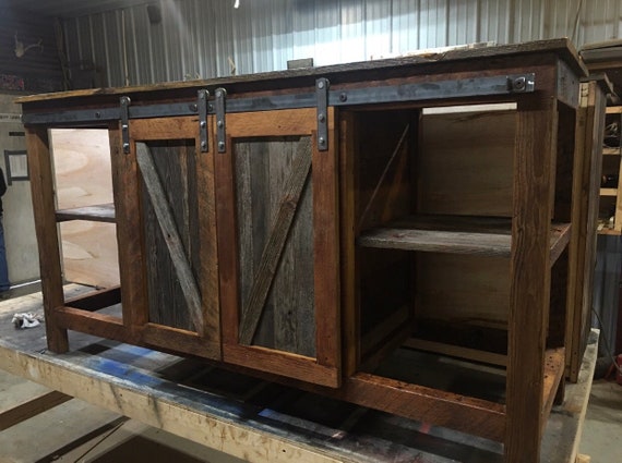 Rustic Sliding Barn Door Cabinet