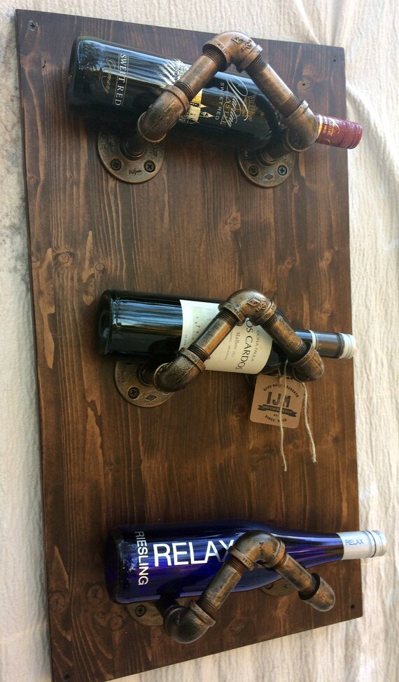 Industrial Pipe Wine Rack wallmount Steampunk Wine Rack Etsy