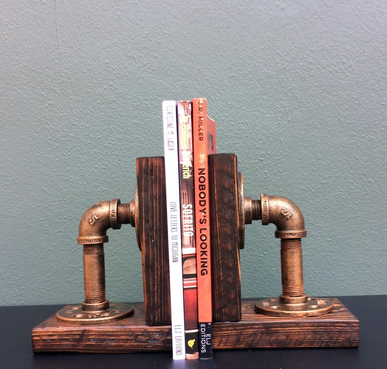 Industrial Bookends / Steampunk / Bookends / Industrial Chic / Etsy