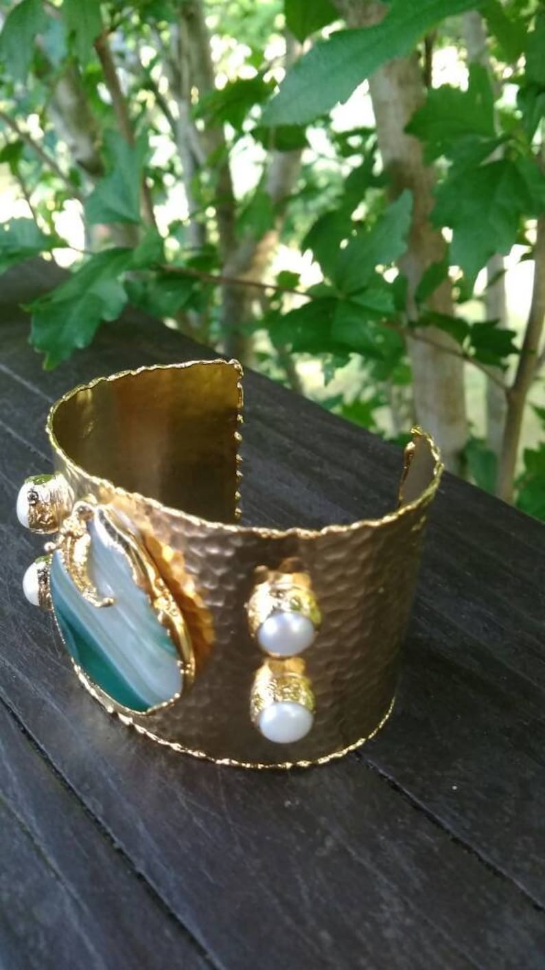 Gold Bracelet,Handmade Jewelry,Multi Color Stone Wide Bracelet,14K Gol Filled Bracelet,Gold Cuff Bracelet,Antique Gold Bracelet,Agate Bangle
