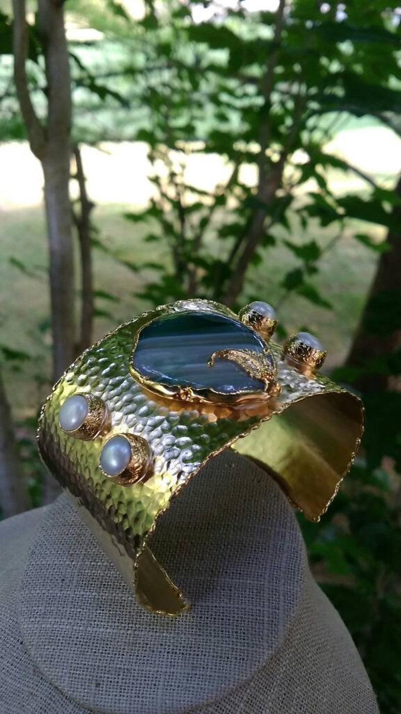 Gold Bracelet,Handmade Jewelry,Multi Color Stone Wide Bracelet,14K Gol Filled Bracelet,Gold Cuff Bracelet,Antique Gold Bracelet,Agate Bangle