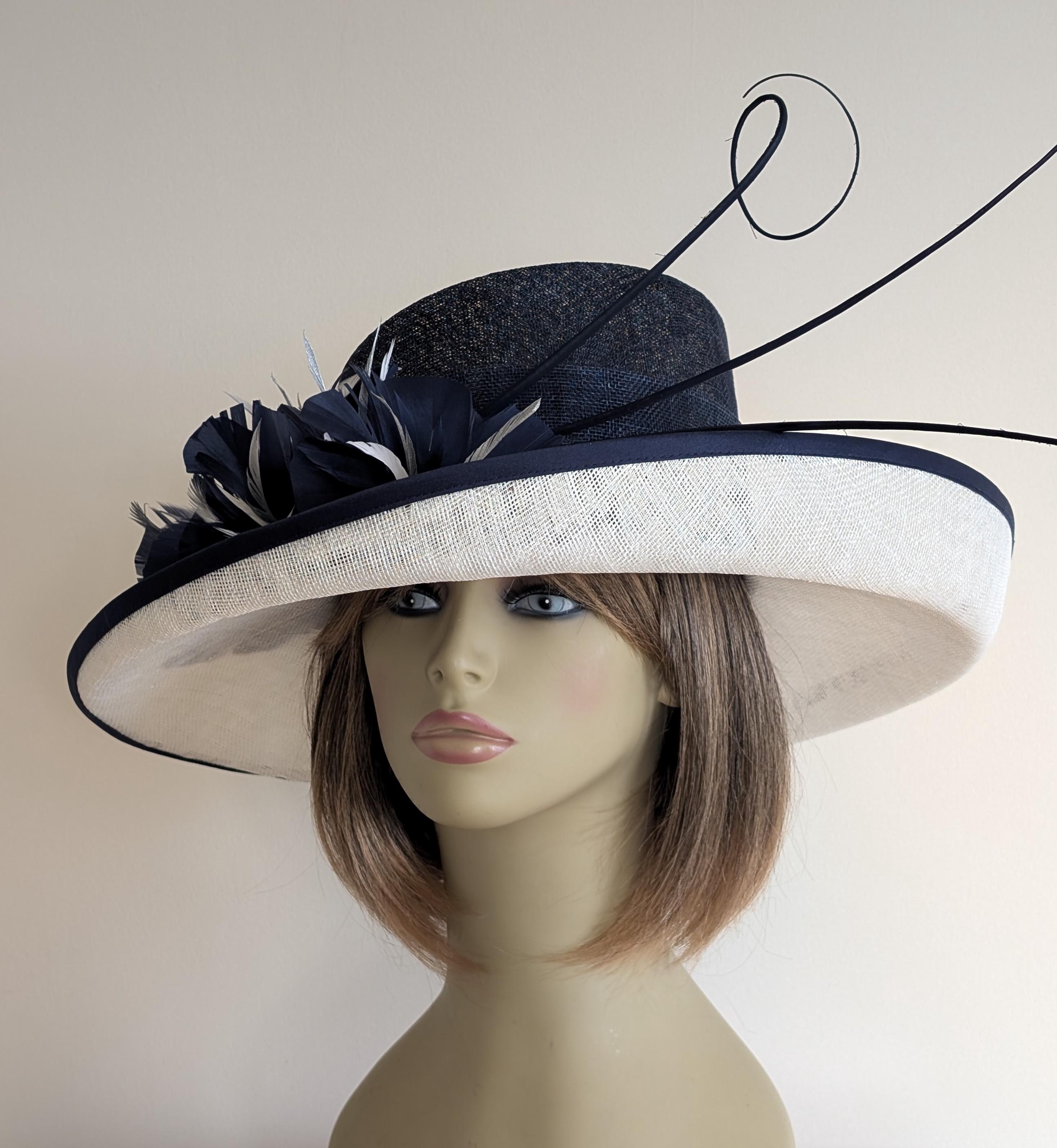 MADE TO ORDER - Navy - Blue - Ivory - Silver - Hat - Wedding  display picture 3