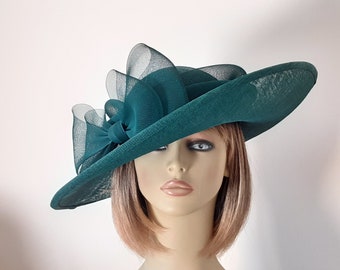 MADE TO ORDER - dark - green - sinamay - wedding - hatinator - mother of the bride - Ascot - races - hat - fascinator - bottle