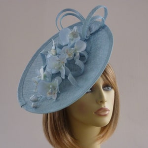MADE TO ORDER  -  light blue - orchid - fascinator - wedding - mother of the bride - Ascot - races - hat - hatinator - saucer - headpiece