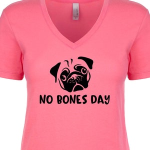 No Bones Day V-Neck T-Shirt Noodle Says Stay in Bed Funny Internet Video Viral Meme