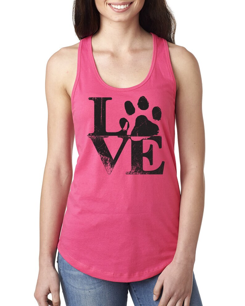 Love Paw Print Tank Top Dog Lover Puppy Kitty Cat Paws Fur - Etsy