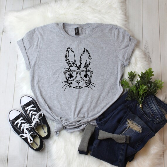 Cute Bunny Hipster T-Shirt Rabbit With Pink Glasses Gift Cute Bunny Hipster T-Shirt Rabbit With Pink Glasses Gift