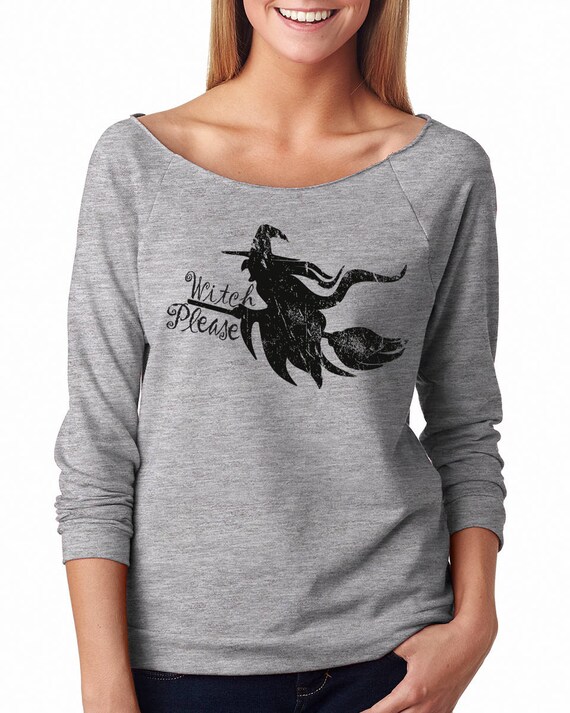 Witch Please 3/4 Sleeve Raglan Happy Halloween Costume Party Broom Cauldron Brew Magic Hat Autumn Leaves Apple Harvest Candy Festive Spooky