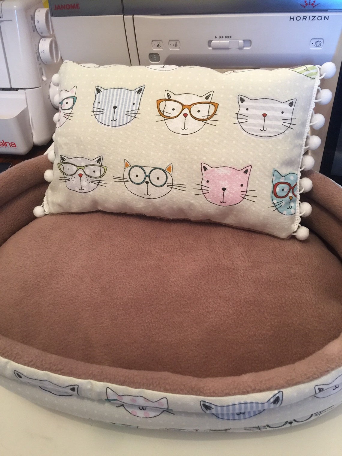 Cat bed pillow Cats snuggle blanket with hand stitched Etsy
