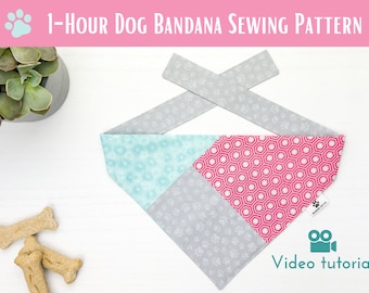 Dog bandana sewing pattern PDF with video tutorial