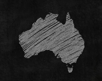 Australia chalk//Map of Australia//Map//Clipart//Digital File