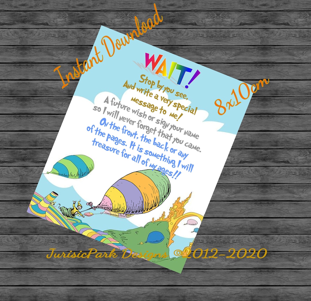 Oh the Place You'll Go Baby Shower Guest Book Sign (BLUE) (8x10 ...