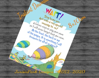 Oh The Place You'll Go Baby Shower Guest Book Sign (BLUE) (8x10, Instant Download)