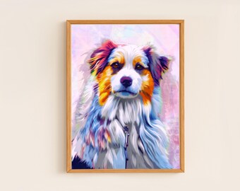 Custom Dog Portrait from Photo, Digital Pet Painting, Colorful Pet Portrait, Gifts for Dog Lovers, Pet Art Commission, Pet Remembrance Gifts